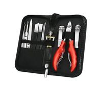 Fingernail Clipper Set, 10x Stainless Steel Manicure Kit, Tools with Case, Toenail Cutting Set for Home, Travel,6.3x7.87x1.18 Inches, Black, Red