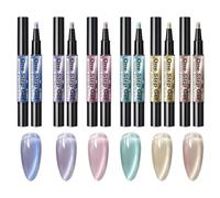 Fingernail Paint Pens Base Coat - Quick Dry Magnetic High Gloss Finish | 2g 6 Pack Long Lasting Professional Precision Applicator Set For Adults Women Beginners Daily Wear Travel Parties Manicure