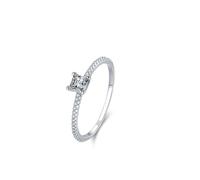 Fingerring Damen Set, Freundschaftsringe Zart Silber Ewigkeit mit Quadratischem Solitär 925 Silber Größe 49 (15.6)