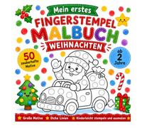 Fingerstempel Malbuch Weihnachten ab 2 Jahren: 50 einfache Weihnachtsmotive mit großen Stempelkreisen | Fingerfarben | Weihnachtsmann, Rentier, ... & mehr | Kreativbuch für Kleinkinder