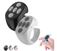 Fingertip Wireless Bluetooth Remote Control for iPhone, Scrolling Ring for Phone Camera, Smart Clicker Fingertips, Finger Tip Controller, Rechargeable Keyboard Hand App Page Turner(Black+White)