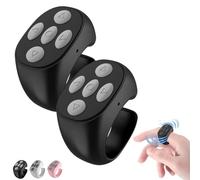 Fingertip Wireless Bluetooth Remote Control for iPhone, Scrolling Ring for Phone Camera, Smart Clicker Fingertips, Finger Tip Controller, Rechargeable Keyboard Hand App Page Turner(2*Black)