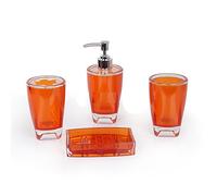 Fingey - Juego de accesorios de baño con jabonera, soporte para cepillo de dientes, dispensador de jabón y vaso de enjuague, diseño moderno, 4 piezas