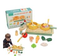Fingiendo cocinar para ellos, accesorios de juego de cocina para niños pequeños, Pretendiendo juego de cocina para niños, Utensilios de cocina de madera con ollas, pala