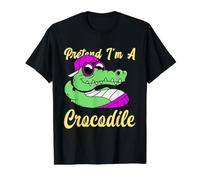 Fingir Que Soy un cocodrilo Vacaciones Divertidas Camiseta gráfica económica, Hombre, Negro, L
