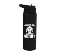 Fingir que soy un conejito Rabbitsign Funny Bunny Memes Divertido Stainless Steel Insulated Water Bottle