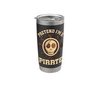 Fingir que soy un pirata cráneo huesos cruzados fácil divertido Halloween Vaso térmico de acero inoxidable de doble pared