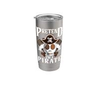 Fingir que soy un pirata cráneo huesos cruzados fácil divertido Halloween Vaso térmico de acero inoxidable de doble pared