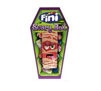 Fini Ataúd Scary Box | Surtido de Dulces con Gominolas, Piruletas, Geles y Caramelos Duros Rellenos de Chicles | Golosinas y Chuches para Halloween, Cumpleaños y Regalos - 92 gr