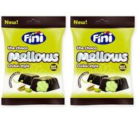 Fini - Choco Mellows | Nubes Cubiertas de Chocolate Rellenas de Pistacho, Estilo Dubai | Mallows ideales para Pascua, Navidades o Cumpleaños | Espumas Sin Gluten - 80g (Paquete de 2)