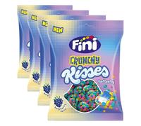 Fini - Crunchy Kisses Butterfly | Besos de Golosina con Textura Crujiente en el Exterior Sabor Frambuesa | Chuches Ideales para Eventos, Fiestas, Cumpleaños, Piñatas o Halloween - 75g (Paquete de 4)