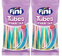 Fini Finipalo Tubes Insideout | Regaliz de Fresa Cubierto de Nube de Colores | Bolsa de 125 gr. (Paquete de 2)