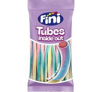 Fini Finipalo Tubes Insideout | Regaliz de Fresa Cubierto de Nube de Colores | Chuches Ideales para Eventos, Cumpleaños, Halloween, Navidades o Piñatas- Bolsa de 125 gr