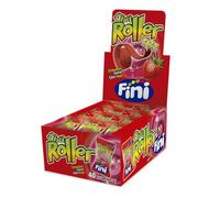 Fini - Roller Fresa Regaliz | Lengua Enrollada con Azúcar | Gominola en Estuche de 18 unidades | Sabor Fresa.