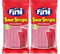 Fini Lenguas de Fresa | Cintas de Regaliz Cubiertas de Pica | Bolsa de 125 gr. (Paquete de 2)
