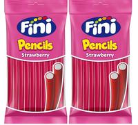 Fini Relleno Rojo | Regaliz con Sabor a Fresa Relleno de Nata|Bolsa de 125 gr. (Paquete de 2)