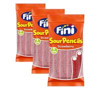 Fini Rellepica Rojo | Regaliz con Sabor a Fresa Relleno de Nata y Cubierto de Pica | Bolsa de 125 gr. (Paquete de 3)