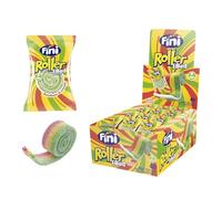 Fini - Roller Relleno Fantasía Regaliz | Lengua Enrollada con Azúcar y Rellena | Gominola en Estuche de 18 unidades | Sabor Tutifrutti.