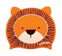 FINIS Gorro de Natación de Silicona con Cabezas de Animales para Niños - Divertidos Diseños de Animales 3D - Ajuste Ceñido - Protección contra el Cloro - Diseño León