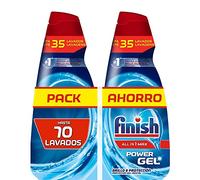 Finish All in 1 Max Power Gel Brillo&Protección, Detergente Gel para el Lavavajilla, 2 unidades - Total 70 lavados