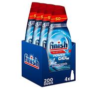 Finish All in 1 Max Power Gel Brillo & Protección Detergente Gel para el Lavavajilla, 200 dosis (4 botellas de 50 dosis)