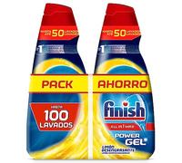 Finish All in 1 Max Power Gel Limón Desengrasante Detergente Gel para el Lavavajilla, 2 unidades, 100 lavados