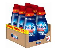 Finish All in 1 Max Power Gel Limón Desengrasante Detergente Gel para el Lavavajilla, 6 unidades - 210 lavados