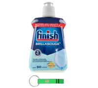 Finish Brillasciuga Detergente para lavavajillas, evita la formación de manchas de agua y rayas, aroma a limón, secado efectivo, 50 lavados, 250 ml + llavero Beni Culinari