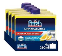 Finish Limpiamáquinas - Limpieza higiénica para el lavavajillas contra el mal olor, la cal y la grasa, líquido, aroma Limón, Pack de 4 unidades de 250ml