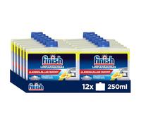 Finish Limpiamáquinas - Limpieza higiénica para el lavavajillas contra el mal olor, la cal y la grasa, líquido, aroma Limón, Pack de 12 unidades de 250ml
