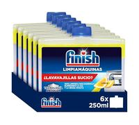 Finish Limpiamáquinas - Limpieza higiénica para el lavavajillas contra el mal olor, la cal y la grasa, líquido, aroma Limón, Pack de 6 unidades de 250ml