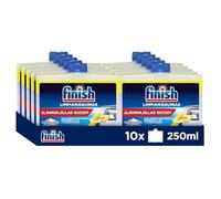 Finish Limpiamáquinas - Limpieza higiénica para el lavavajillas contra el mal olor, la cal y la grasa, líquido, aroma Limón, Pack de 10 unidades de 250ml