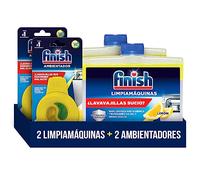 Finish Limpiamáquinas para Lavavajillas, Limpiador Líquido 2 Unidades + Finish Ambientador para Lavavajillas, 2 Unidades, Aroma Limón