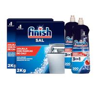 Finish Pack 2x Abrillantador Lavavajillas 800ml + 2x Sal Lavavajillas 2kg…