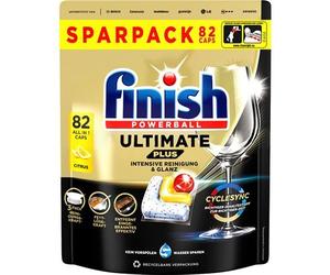 Finish Pastillas Lavavajillas Ultimate Plus Limón - 82 Cápsulas Powerball | Fórmula de 3 cámaras contra grasa y restos incrustados, para una vajilla limpia y brillante desde el primer ciclo de lavado