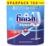 Finish Pastillas para lavavajillas Power All in 1, sin fosfatos, con potente Powerball contra la suciedad más persistente de grasa, pack ahorro de 100 pastillas Finish