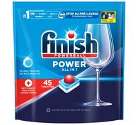 Finish Pastilles Lave-Vaisselle All in One Max Taches Tenaces au Bicarbonate - 45 Tablettes Lave-Vaisselle