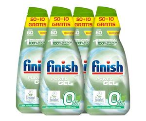 Finish Power Gel 0% Detergente Gel Lavavajilla con Certificado Ecológico, 4 unidades - 240 Dosis