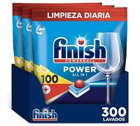 Finish Powerball Power All in 1 Pastillas para el lavavajillas Limón, Megapack 300 pastillas (3 bolsas de 100 pastillas)