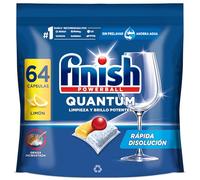 Finish Powerball Quantum All in 1 Pastillas para el lavavajillas Limón, 64 pastillas