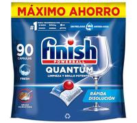 Finish Powerball Quantum All in 1 Pastillas para el lavavajillas todo en 1, limpieza profunda y brillo superior, 90 pastillas