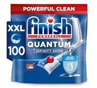 Finish Powerball Quantum All in 1 Pastillas para el lavavajillas todo en 1, limpieza profunda y brillo superior, 100 pastillas