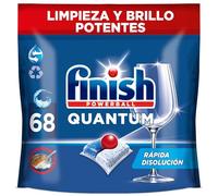 Finish Powerball Quantum All in 1 Pastillas para el lavavajillas todo en 1, limpieza profunda y brillo superior, 68 pastillas