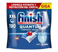 Finish Powerball Quantum All in 1 Pastillas para el lavavajillas todo en 1, limpieza profunda y brillo superior, 190 pastillas