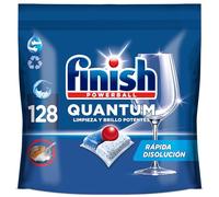Finish Powerball Quantum Limpieza y Brillo Potentes, Pastillas para lavavajillas, aroma Regular, 128 pastillas
