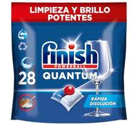Finish Powerball Quantum All in 1 Pastillas para el Lavavajillas Todo en 1, Limpieza Profunda y Brillo, 28 Pastillas
