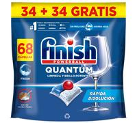 Finish Powerball QUANTUM REGULAR Pastillas para Lavavajillas, Limpieza y Brillo Potentes, Aroma Regular, Rápida Disolución, Elimina Grasa Incrustada, Profesional