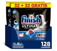 Finish Powerball Ultimate, 128 Pastillas Lavavajillas (Formato 2x64), Aroma Regular, Limpieza y Brillo Profundos
