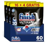 Finish Powerball Ultimate All in 1 Pastillas para el Lavavajillas, Eficaz contra Manchas Resecas, 3 x 20 Pastillas (60 Total)