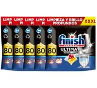 Finish Powerball Ultimate Infinity Shine Dishwasher Tablets with Grease Remover and Glass Protection, Lemon Scent, 400 Tablets (5 x 80 Tablets)